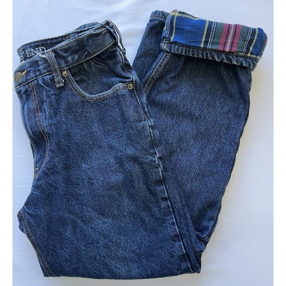 VTG 90s Lands End Womens 16 Blanket Lined Flannel Relaxed Baggy Jeans USA 32x28 - Picture 1 of 15